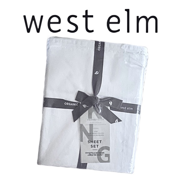West Elm Other - West Elm • 🆕 • Frayed Edge Organic Cotton King Sheet Set • White